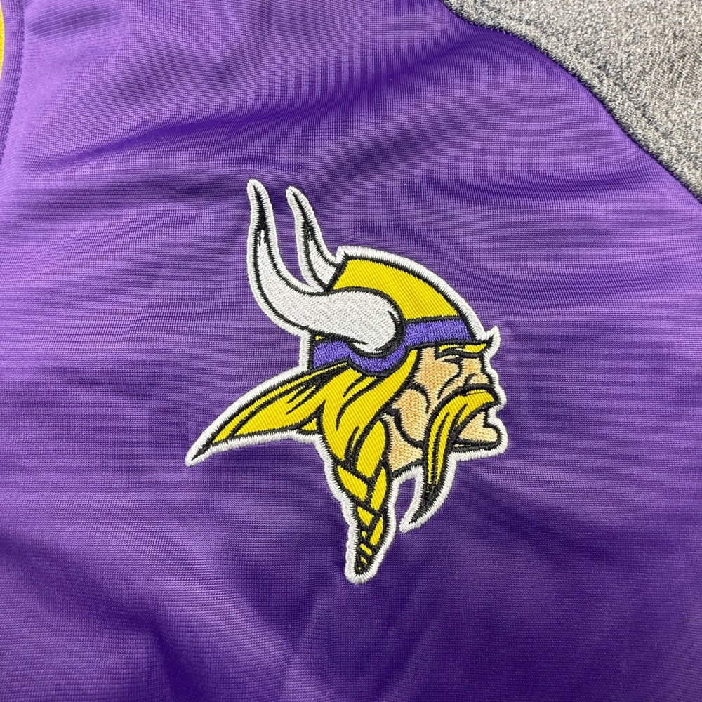 NFL Minnesota Vikings Mens XL Quarter Zip Pullover Jacket Purple Gray Colorblock - Picture 2 of 6